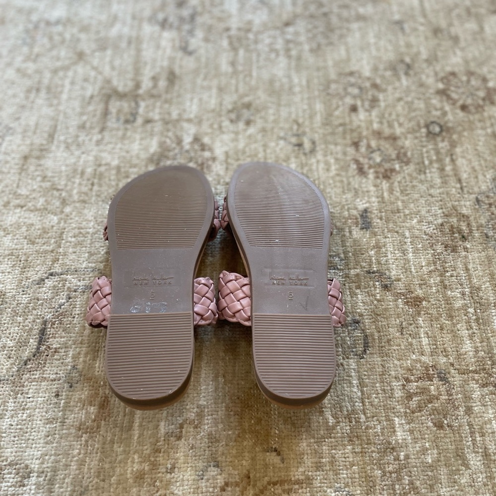 Nicole Miller, Braided Double Band Flat Sandals, Dusty Pink, Size 6 - Picture 3 of 10